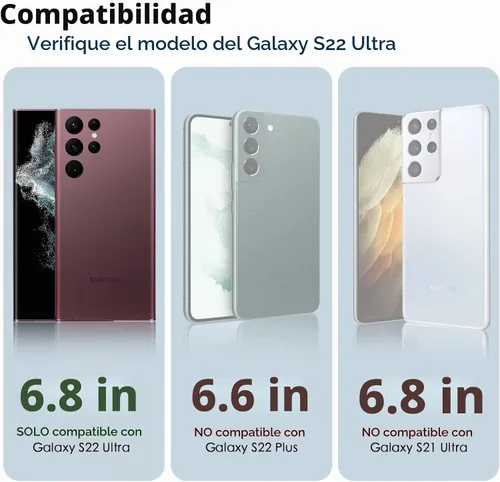 Vista 4 de CloudValley Funda para Samsung Galaxy S22 Ultra con cubierta de cámara deslizante, parte trasera de policarbonato duro y protección de cuerpo