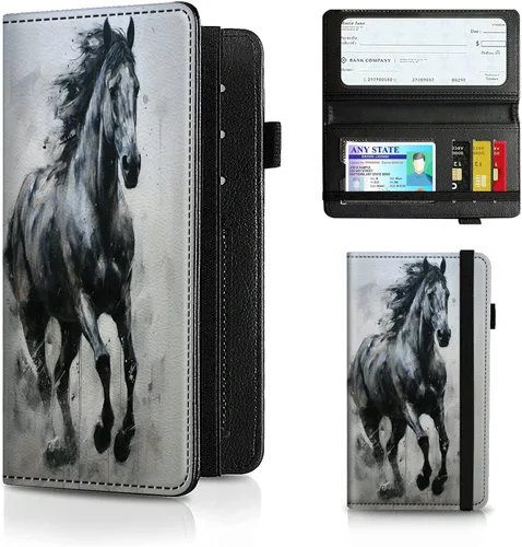 Vista 152 de Funda para chequera para hombres y mujeres, cartera de cuero RFID con ranuras para tarjetas de crédito, soporte de cheques duplicados personales