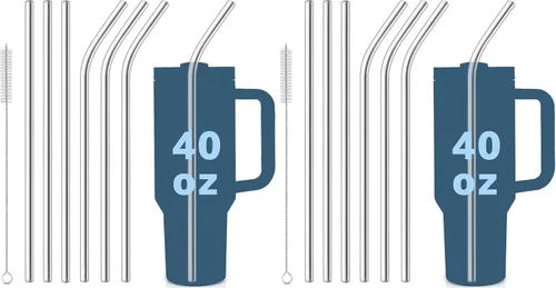 Vista 13 de para Stanley Quencher Vaso de 40 onzas 6x Pajillas de Acero Inoxidable Metálico, Pajillas de Reemplazo Extra Largas/Altas de 12 Pulgadas para Taza