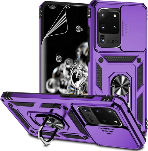 Vista 11 de Funda para Samsung Galaxy S20 Ultra con cubierta para lente de cámara, protector de pantalla HD, resistente a caídas de grado militar, soporte