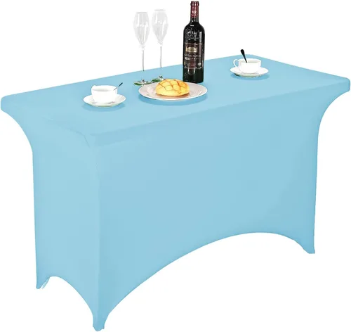 Vista 92 de FORLIFE - Funda de mesa de elastano, mantel ajustado de 4 pies para mesas rectangulares, funda elástica para patio, universal para bodas, banquetes