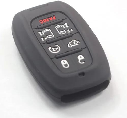 Vista 3 de 2 fundas de silicona de goma negra con 7 botones para llavero inteligente sin llave compatible con Chrysler Pacifica Voyager 2020 2021 2022, 2 2