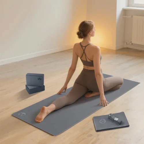 Vista 6 de Clever Yoga Juego completo de 7 piezas para principiantes, incluye esterilla de yoga de 0.236 pulgadas de grosor, 2 bloques de yoga, correa de yoga