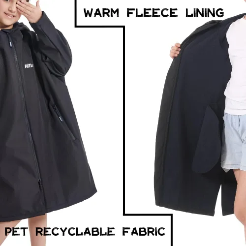 Vista 4 de Hiturbo Parka de natación impermeable para niños abrigo de natación resistente al viento, forro polar fino, chaqueta de nadador de gran