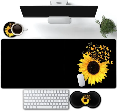 Vista 15 de Alfombrilla de mouse grande para juegos, protector de escritorio impermeable extendido (31.5 x 11.8 pulgadas), ergonómico de espuma viscoelástica