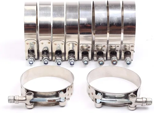 Vista 12 de 2 piezas de abrazaderas de acero inoxidable con perno en T de 1 pulgada (32 mm - 37 mm) para entrada turbo de intercooler