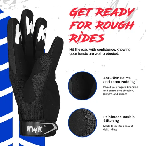 Vista 2 de HWK - Guantes de motocicleta para hombres y mujeres, motocross, conducción táctica, ciclismo, carreras de motocicletas, guantes multiusos