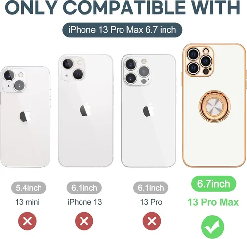 Vista 7 de Hython Funda para iPhone 13 Pro Max con soporte de anillo [soporte de anillo giratorio de 360° con soporte magnético] [borde chapado en oro rosa]