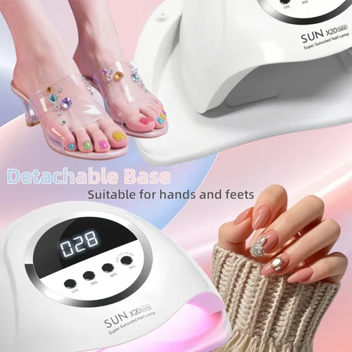 Vista 4 de Lámpara de uñas LED UV con 72 cuentas, lámparas de curado de uñas de 320 W para esmalte de gel con sensor automático/4 ajustes de temporizador
