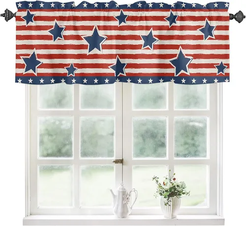Vista 15 de Cortinas de cocina de Navidad, cenefa semitransparente ajustable con lazo, muñeco de nieve, copo de nieve, bolsillo para barra, tratamiento