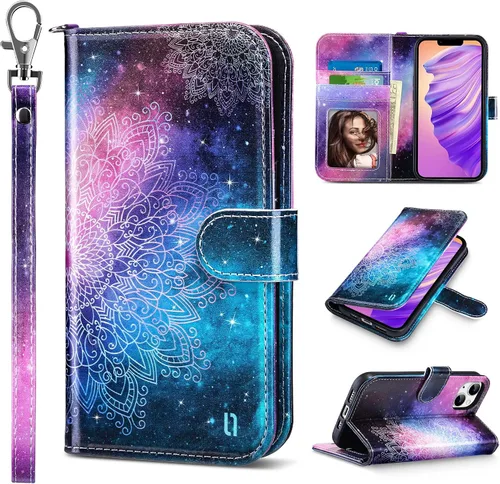 Vista 30 de ULAK Compatible con iPhone 14 Funda Cartera para Mujeres, Cubierta Plegable de Cuero PU Premium con Portador de Tarjetas, Función de Soporte Funda