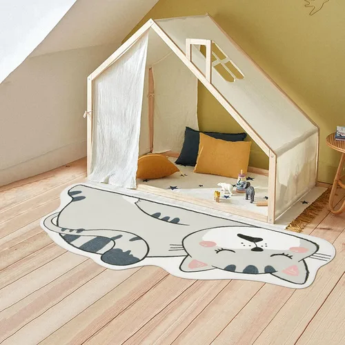 Vista 5 de Alfombra de juego para niños, 5.2 pies, esponjosa, alfombra de área para dormitorio de gatos, lavable para habitación de niños y niñas