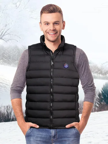 Vista 7 de Chaleco térmico para hombre con batería, ligero, recargable, eléctrico, con 9 paneles de calefacción