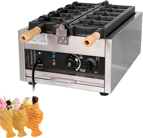 Vista 10 de Taiyaki - Plancha para hacer gofres de pescado, máquina eléctrica Taiyaki, máquina para hacer gofres de mermelada o helado de uso comercial