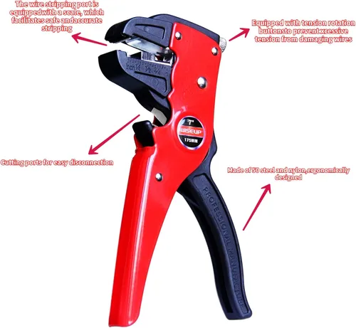 Vista 6 de WISEUP Pelacables y cortador automático de tiras rápidas, alicates de punta de águila (7 pulgadas), cortador de cables 2 en 1 para cables