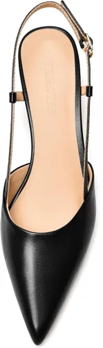 Vista 3 de Zapatos de tacón bajo con hebilla de cuero mate para mujer, con puntera puntiaguda, de 2 pulgadas