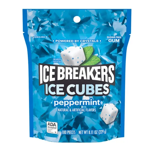 Vista 3 de ICE BREAKERS Ice Cubes - Goma de mascar de menta sin azúcar, 8.11 onzas (100 piezas)