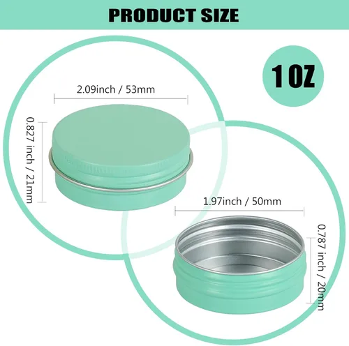Vista 2 de Latas de aluminio de 1 oz con tapas, recipientes redondos para cosméticos, tarros de lata de aluminio con tapas de rosca para especias, ungüentos