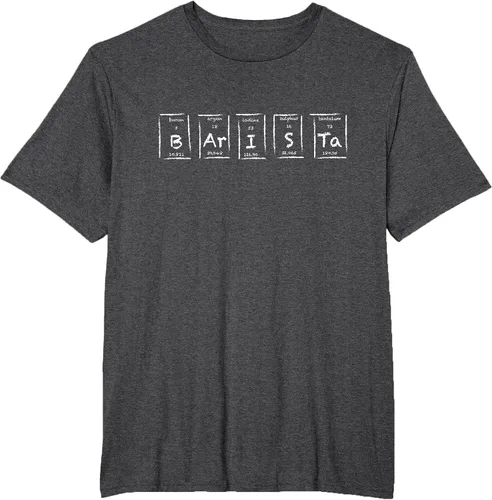 Vista 50 de Barista Espresso Latte Cappuccino Coffee Periodic Table T-Shirt Asphalt Grey