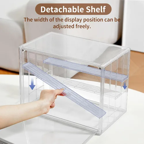 Vista 2 de Vitrina para coleccionables, vitrina de acrílico ajustable de 4 capas con puerta magnética, caja de exhibición apilable transparente para figuras, 1