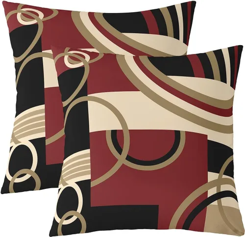 Vista 9 de Juego de 2 fundas de almohada abstractas de 16 x 16 pulgadas para niños, niñas, adolescentes, decoración de dormitorio, moderna a rayas, decoración