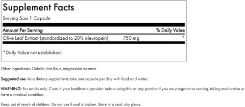 Vista 2 de Extracto de hoja de olivo Swanson Superior Herbs, super potente, 0.026 oz, 60 cápsulas, 1