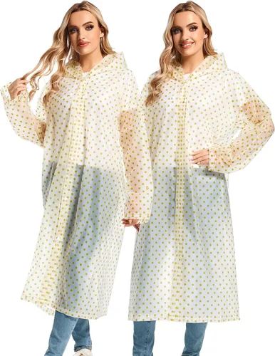 Vista 97 de 2 abrigos de lluvia de Borogo para adultos, chaquetas de lluvia reutilizables para hombres y mujeres