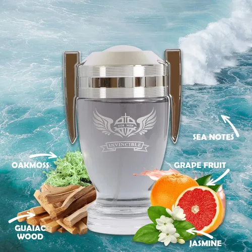Vista 2 de Perfume Invincible Hombre Eau de Parfum Fresh Marine Woody Masculine Aroma 3.4 fl oz/3.4 fl oz