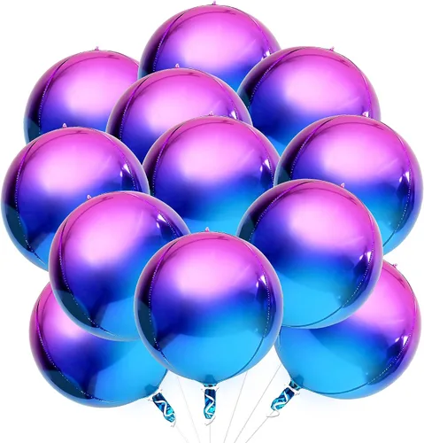 Vista 3 de KatchOn, Globos grandes de Mylar plateados, 22 pulgadas, paquete de 24 unidades, globos metálicos morados para fiesta de galaxia, globos esféricos
