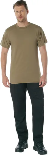 Vista 6 de Rothco AR 670-1 Camiseta marrón coyote – Camiseta uniforme de manga corta con cuello redondo y capa base