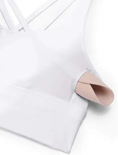 Vista 5 de CRZ YOGA Brasier deportivo con tirantes delgados para mujer, de impacto medio, con relleno cruzado y relleno para yoga