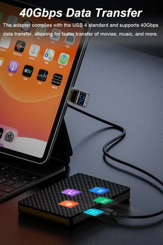 Vista 4 de Jadebones Paquete de 2 adaptadores USB C con pantalla digital, conector USB-C macho a hembra de 180 grados de 140 W para interruptor, iPhone 16/15