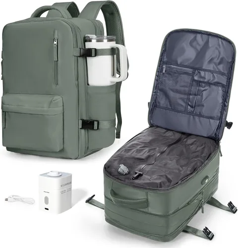 Vista 32 de VGCUB Mochila grande de viaje para trabajo, negocios, mochila para computadora portátil aprobada para vuelo, para mujeres y hombres, mochila