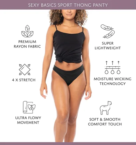 Vista 3 de Sexy Basics Tanga deportiva para mujer Ropa interior de bikini flexible de cintura alta Paquetes múltiples