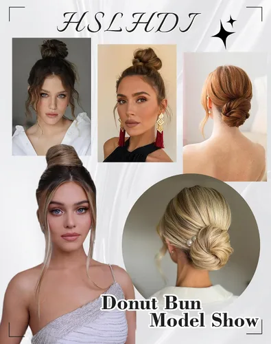 Vista 6 de 2 piezas de cabello desordenado moño sintético extensiones de moño Caoba