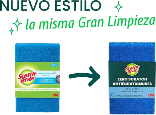 Vista 2 de Scotch-Brite® Almohadilla de limpieza cero arañazos, 3 almohadillas para fregar, almohadillas antiarañazos para limpieza de cocina y platos