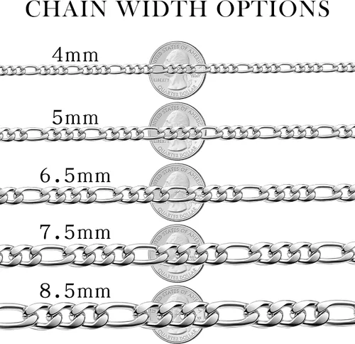 Vista 3 de SANNYRA Figaro - Collar de cadena de acero inoxidable para hombres y mujeres