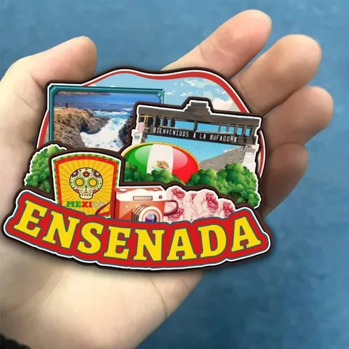 Vista 4 de Ensenada Baja California México - Imán de madera para nevera, colección de madera 3D, hecho a mano, recuerdos de la ciudad de viaje, imán