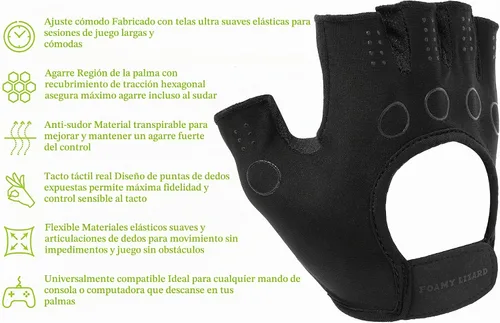 Vista 3 de Hexotech Pro Gamer Guantes tácticos antisudor sin dedos para control de agarre perfectos para Xbox Series X, PlayStation 5 Dualsense