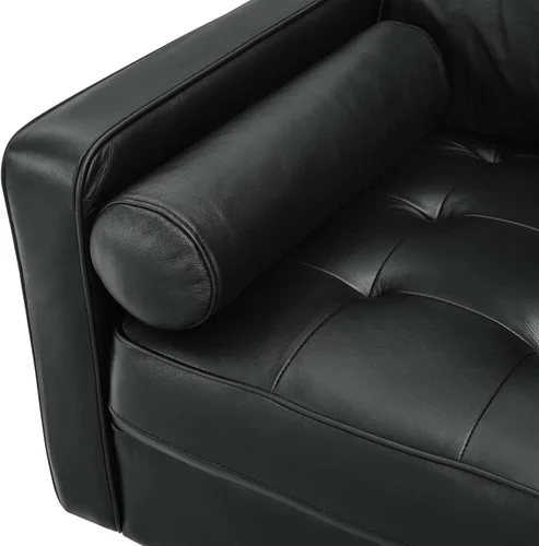Vista 9 de Modway Valour - Sofá de cuero y espuma densa de 88 pulgadas con acabado negro