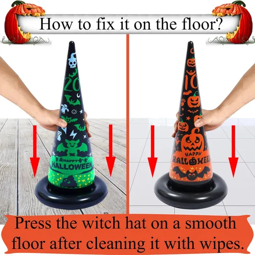 Vista 3 de Juegos de fiesta de Halloween, sombrero de bruja inflable, juegos de lanzamiento de anillos para niños y adultos, familia, juguetes y decoraciones