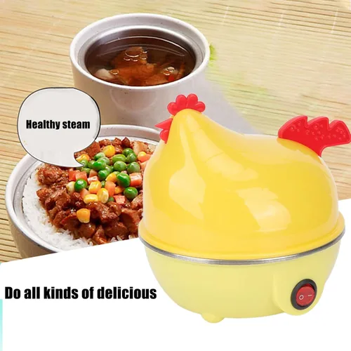 Vista 4 de Olla eléctrica para huevos, olla rápida para huevos, caldera rápida de huevos multifunción con forma de pollo, capacidad de 7 huevos, mini caldera