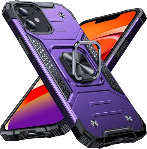 Vista 83 de Anqrp Funda resistente para iPhone 6/7/8/SE/SE2 con soporte de anillo mejorado y agarre, grado militar, a prueba de golpes, resistente y robusta
