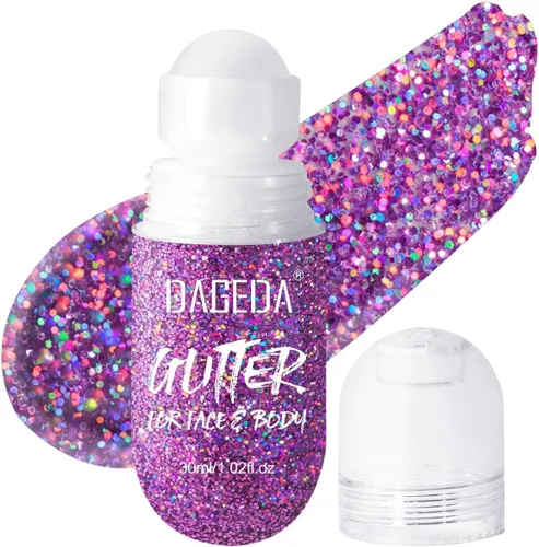 Vista 15 de DAGEDA Gel de purpurina corporal, purpurina facial enrollable para maquillaje de sirena, accesorios para festivales, rave, gel holográfico