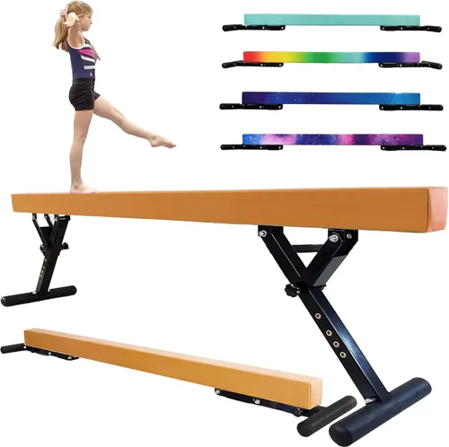 Vista 27 de FC Funcheer - Viga de equilibrio ajustable para niños - Viga de gimnasia de 8 pies - Viga de piso alto y bajo para todos los niveles de gimnasia