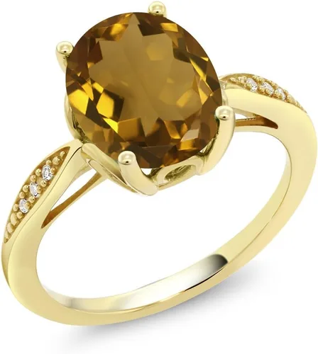 Vista 27 de Gem Stone King Anillo de compromiso de oro amarillo de 14 quilates de 2-3 quilates con piedra preciosa ovalada de 0.394 x 0.315 in y diamantes