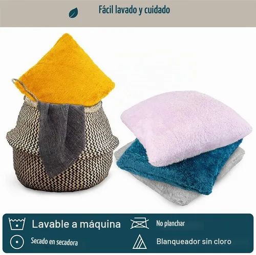 Vista 7 de PAVILIA Fundas de almohada esponjosas de color marfil crema, fundas de almohada decorativas para cama, sofá, funda de cojín de piel sintética suave
