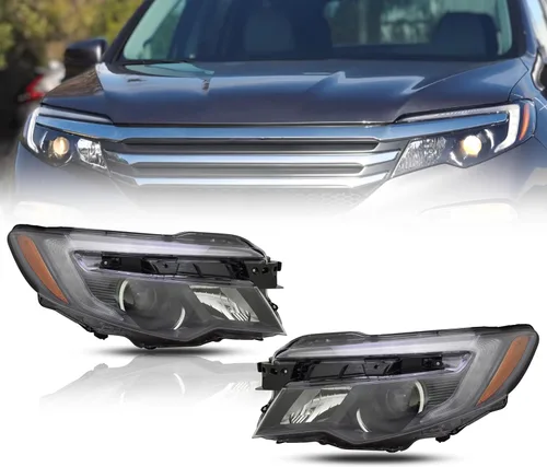 Vista 10 de Conjunto de faros delanteros compatible con Honda Pilot (2016-2018), Ridgeline (2017-2020) Faro halógeno certificado CAPA, izquierda/lado