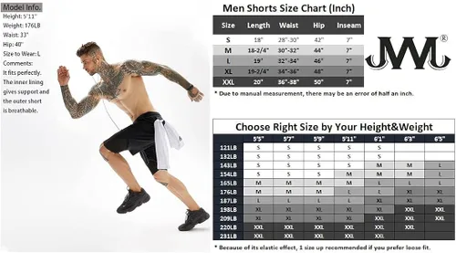 Vista 7 de JWJ Men's 2 in 1 Workout Running Shorts 7 Inch Lightweight Athletic Gym Shorts with Compression Liner