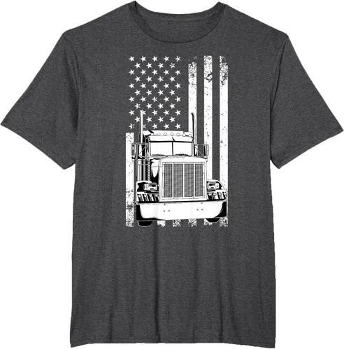 Vista 56 de Camión conductor bandera americana camionero vintage hombres mujeres regalo camiseta